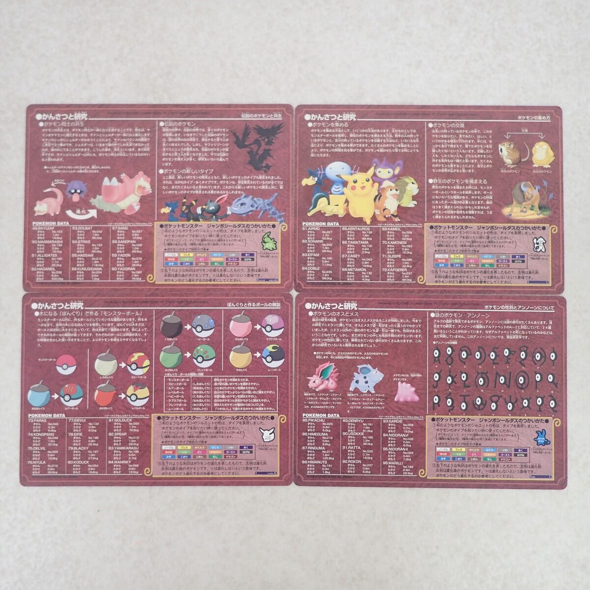 バンダイ ポケモンジャンボシールダス ILLUSTRATED GUIDE まとめて4枚