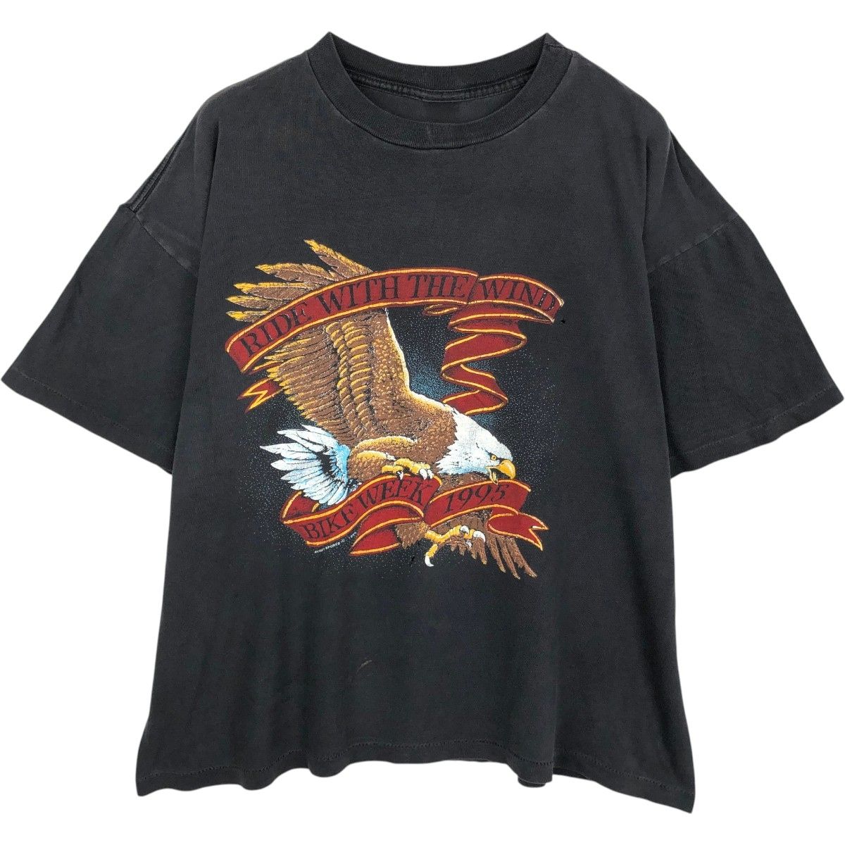 古着 90年代 鷲柄 イーグル柄 ファイヤーパターン モーターサイクル バイクTシャツ メンズL相当 ヴィンテージ/eaa657293