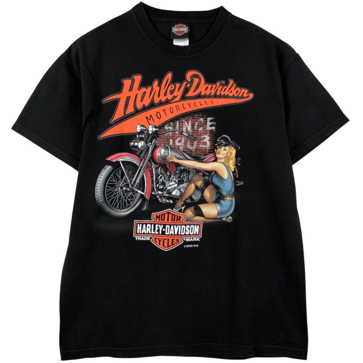 古着 00年代 ハーレーダビッドソン Harley-Davidson ピンナップガール モーターサイクル バイクTシャツ USA製 メンズL相当/eaa653715