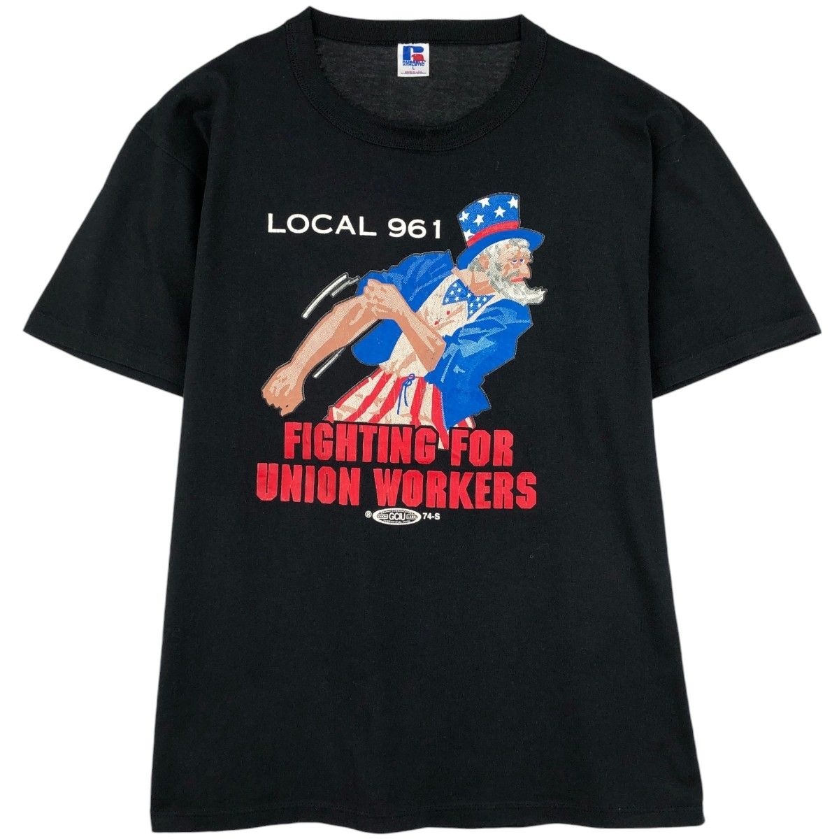 古着 90年代 ラッセル Russell UAW 全米自動車労働組合 プリントTシャツ USA製 メンズL相当 ヴィンテージ/eaa657718