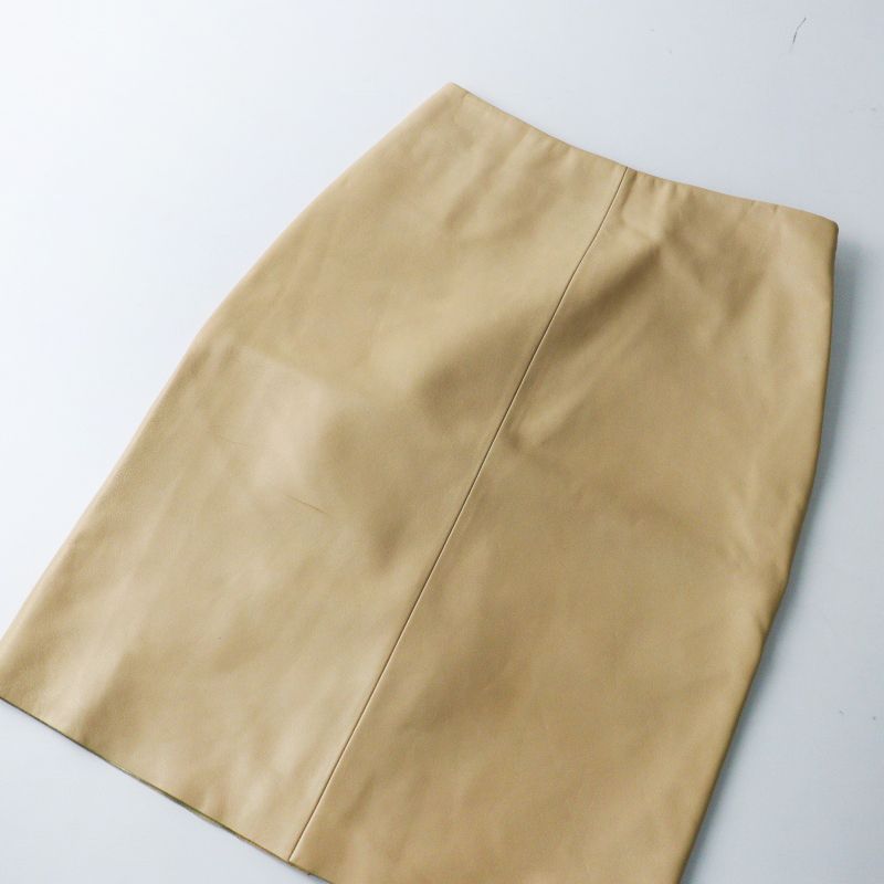 VINTAGE JPタグ ロエベ LOEWE ラムスキン タイトスカート 34 ベージュ