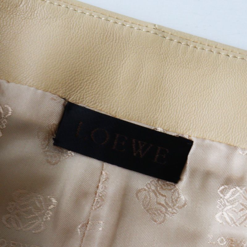 VINTAGE JPタグ ロエベ LOEWE ラムスキン タイトスカート 34 ベージュ