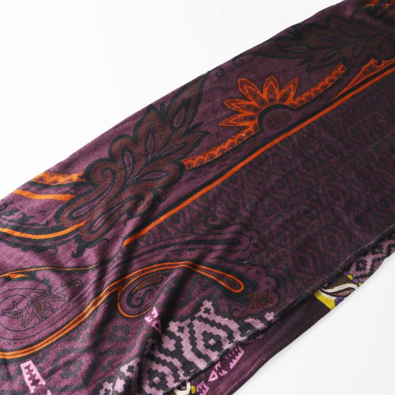 美品 エトロ ETRO ペイズリーフラワープリント シルクカシミヤ ニット