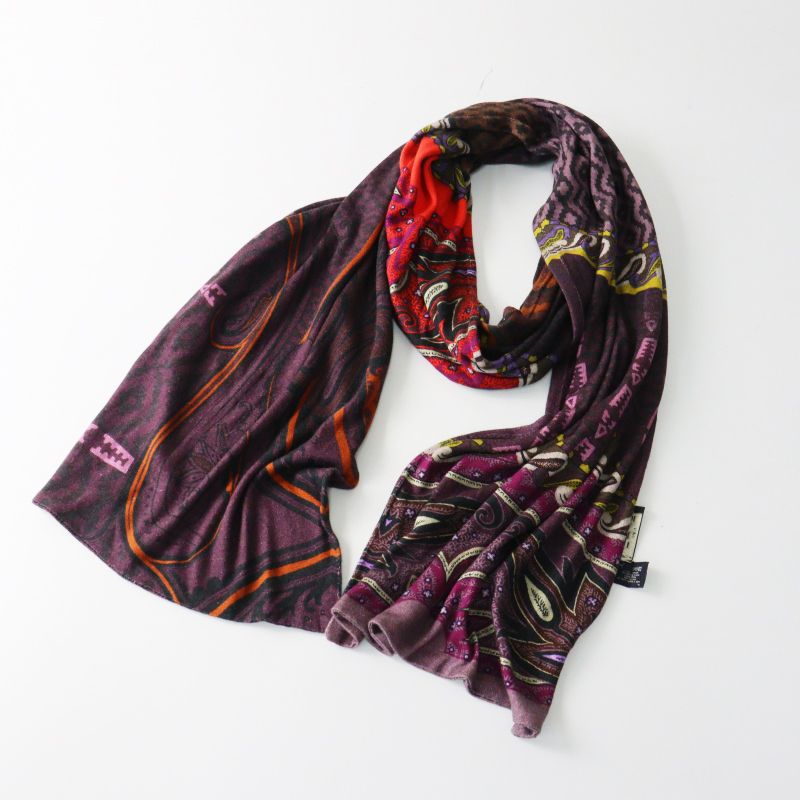 美品 エトロ ETRO ペイズリーフラワープリント シルクカシミヤ ニット