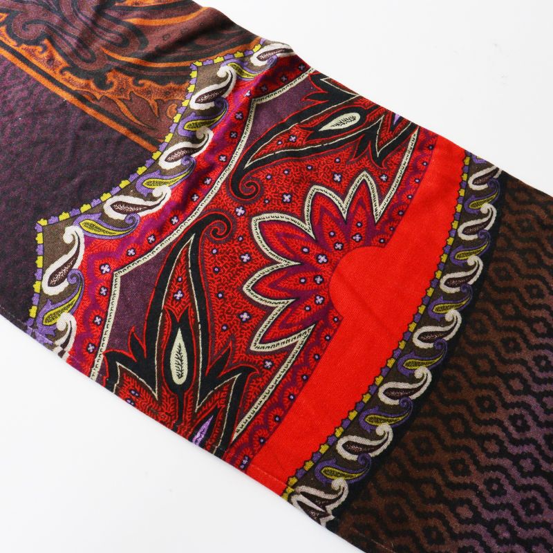 極美品✨ETRO カシミヤ×シルク生地 総柄マフラー ストール リバーシブル 美品 エトロ ETRO ペイズリーフラワープリント シルクカシミヤ ニット