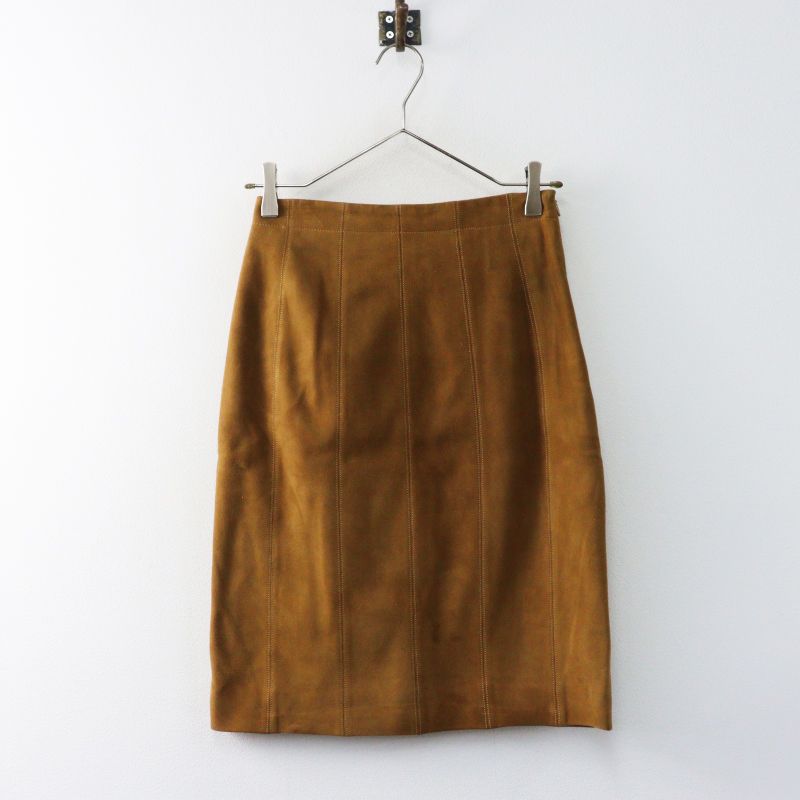 LOEWE ロエベ スカート タイト 膝丈 キャメル38サイズ VINTAGE Made in Spain LOEWE Suede leather skirt 38┃ロエベ