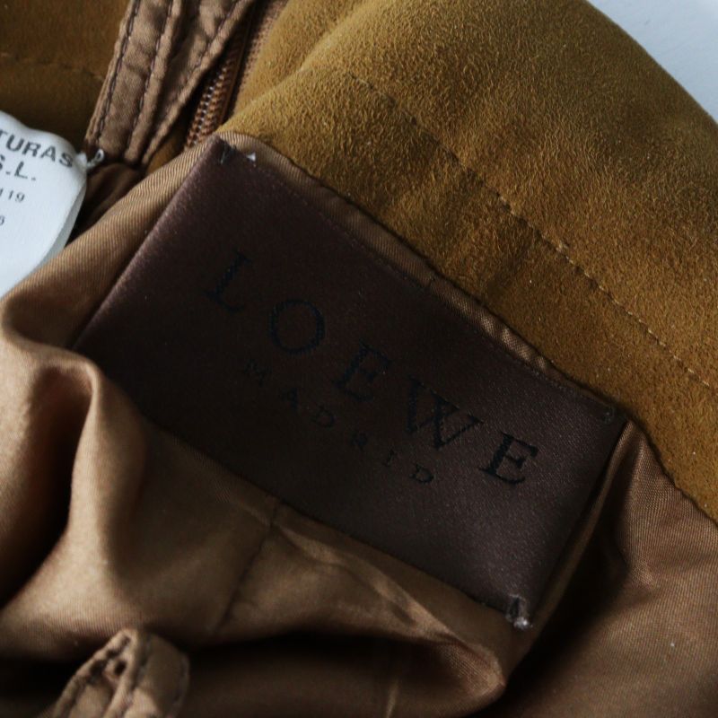 LOEWE ロエベ スカート タイト 膝丈 キャメル38サイズ VINTAGE Made in Spain LOEWE Suede leather skirt 38┃ロエベ