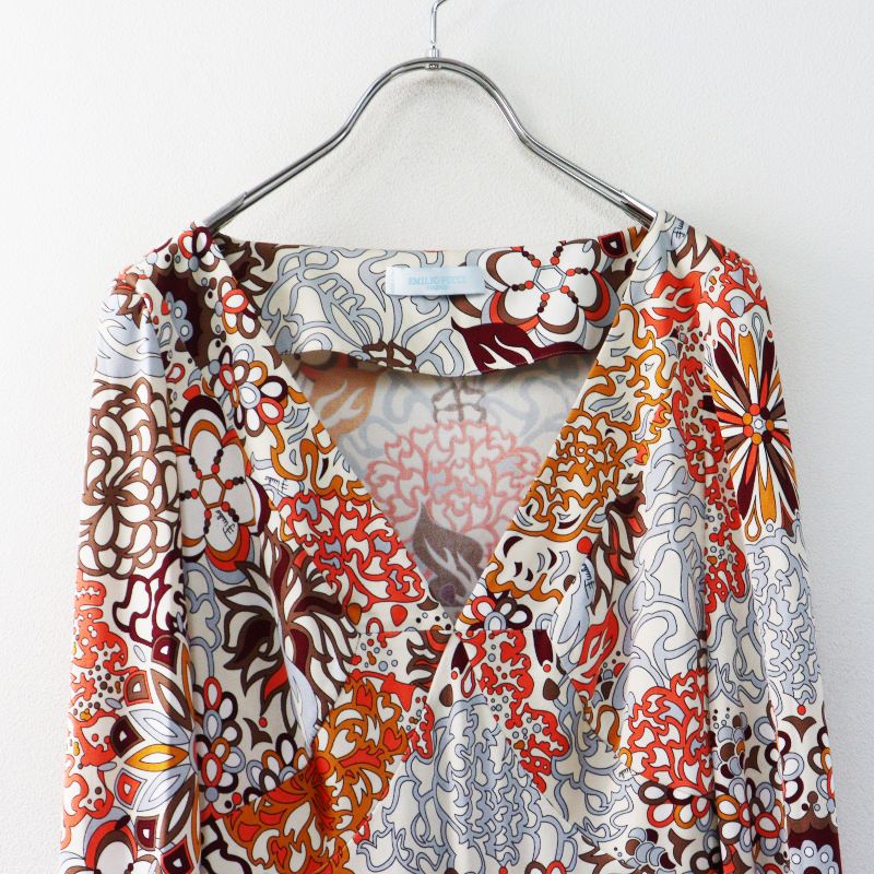 美品 JPタグ エミリオプッチ EMILIO PUCCI 総柄プリント シルク