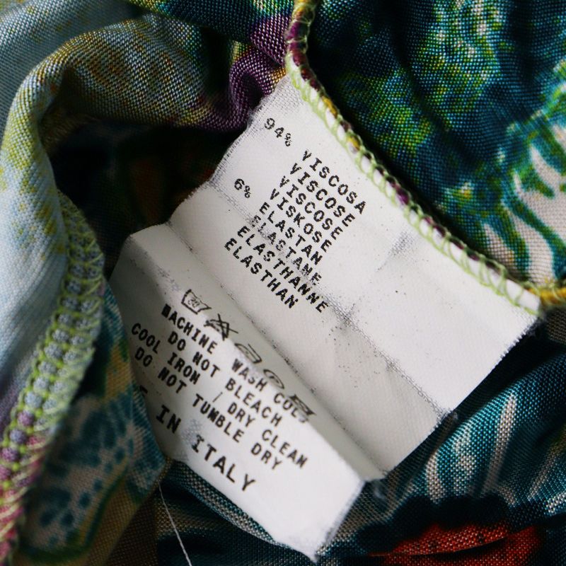 VINTAGE エトロ ETRO フラワープリント パワーネット Vネックラグラン