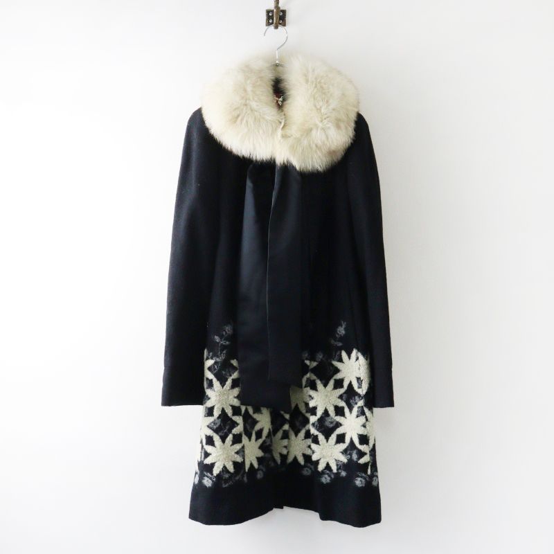 ◆Lois CRAYONコート　未使用　花柄ジャガード Archive 2008AW ロイスクレヨン Lois CRAYON ファーカラー ジャガード