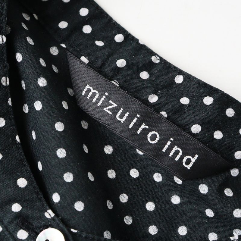ミズイロインド mizuiro ind ドットプリントコットンスタンドカラー 