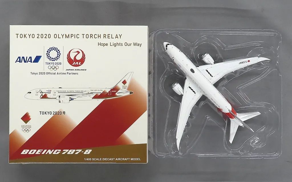 中古】ミニカー 1/400 ANA/JAL BOEING 787-8 TOKYO 2020 OLYMPIC TORCH