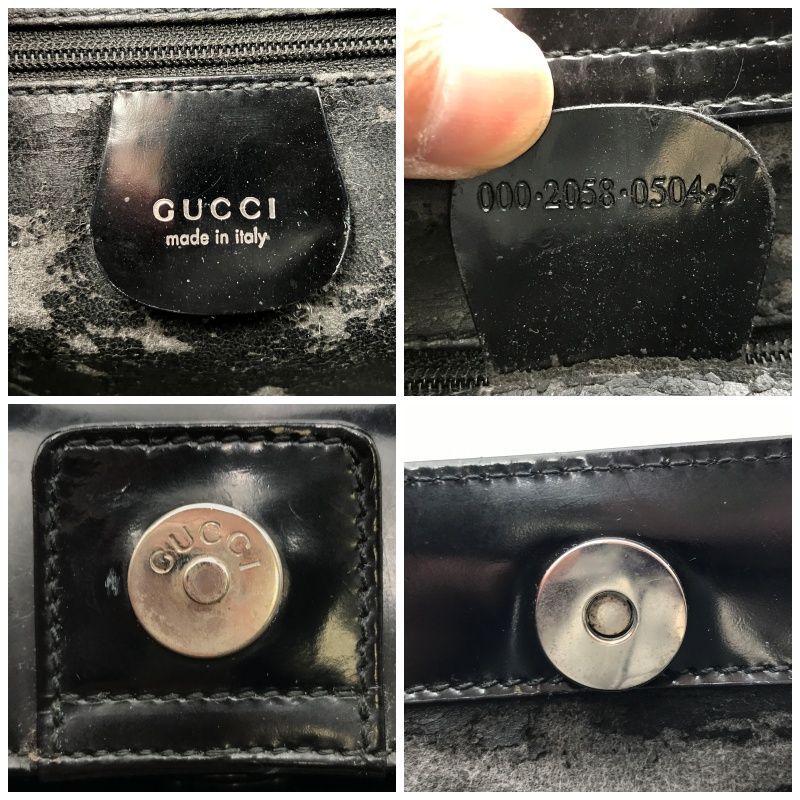 GUCCI グッチ ハンドバッグ インターロッキングG パテント ブラック
