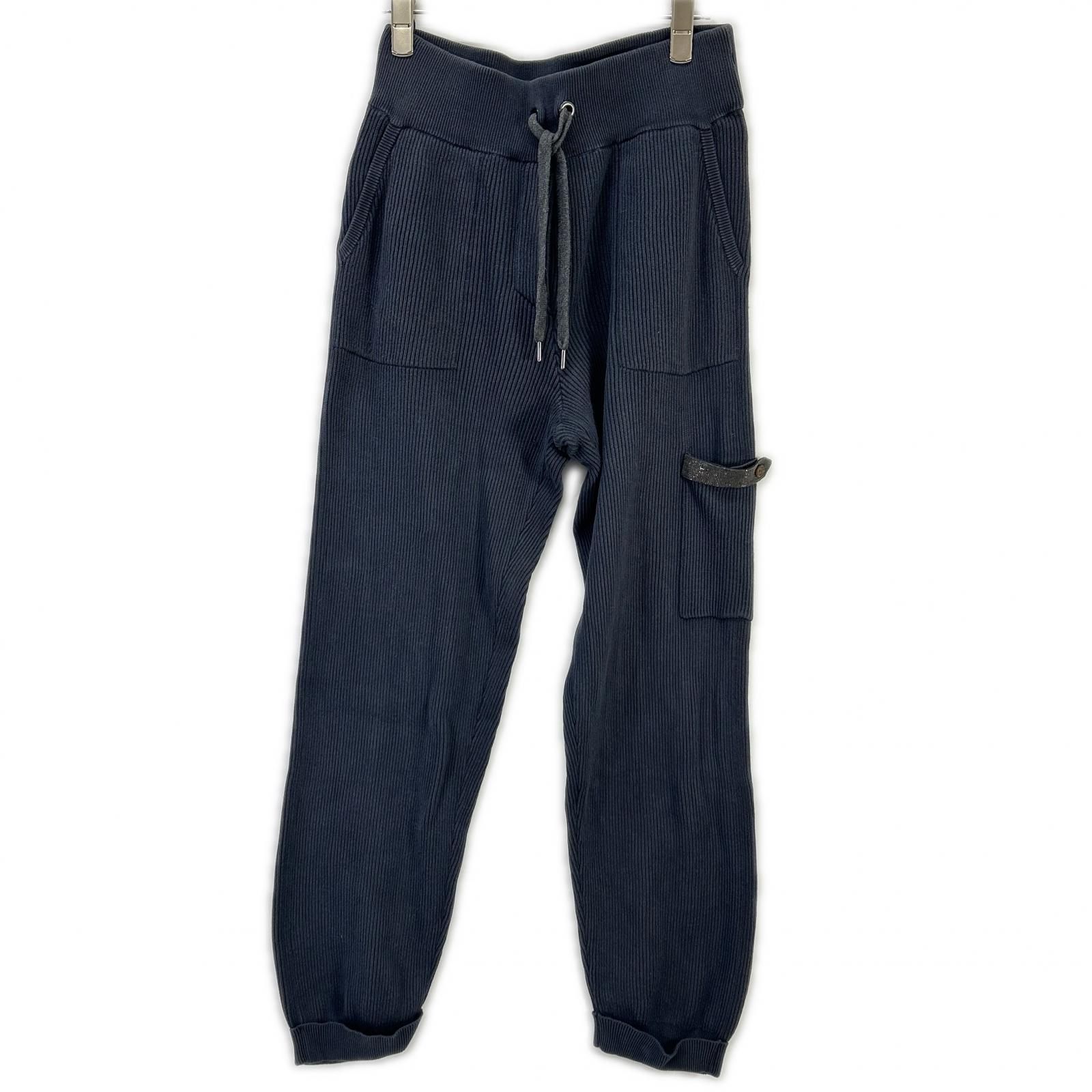 BRUNELLO CUCINELLI シルク　ブルネロクチネリ モニーレ　パンツ BRUNELLO CUCINELLI ブルネロクチネリ LAK1658937 23年 ネイビー