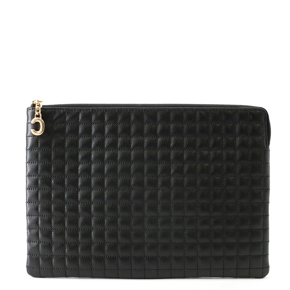 セリーヌ クラッチバッグ ポーチ Cチャーム カーフレザー 10B813 CELINE 黒