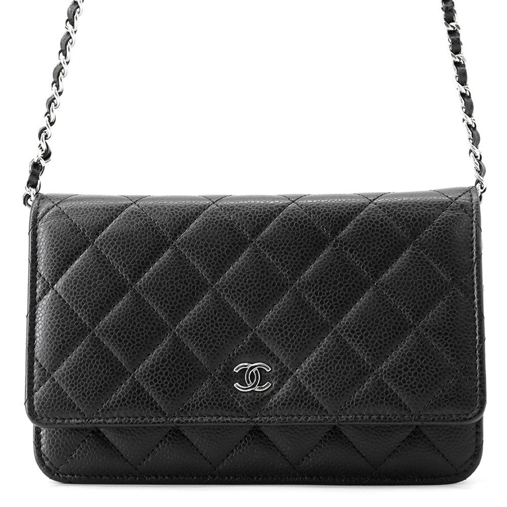 シャネル チェーンウォレット クラシック マトラッセ ココマーク キャビアスキン AP0250 CHANEL 財布 黒