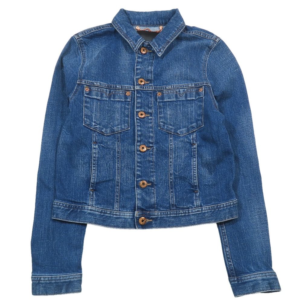 美品 DIESEL ディーゼル DE-JOSEF デニムジャケット ジージャン ブルゾン カバーオール ショート丈 XS インディゴブルー レディース 古着 中古 USED