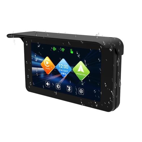 ★新品★【新登場モニター】バイク ディスプレイオーディオ carplay Android Auto対応 バイク スマートモニター IP65全体防水防塵 5インチIPSタッチスクリーン バイク用ヘルメットBluetoothイヤホン対応 通話/音 928ee993