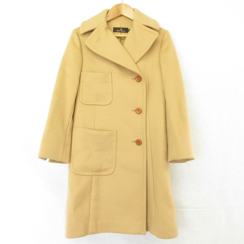 美品 MIKAKO NAKAMURA ミカコナカムラ アシンメトリーポケット カシミヤ100% コート サイズ36 キャメルブラウン レディース 古着 中古 USED