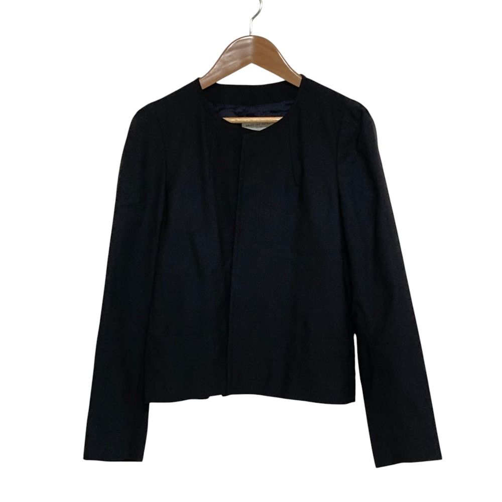 美品 Dries Van Noten ドリスヴァンノッテン リネンブレンド ノーカラージャケット サイズ36 ブラック レディース 古着 中古 USED