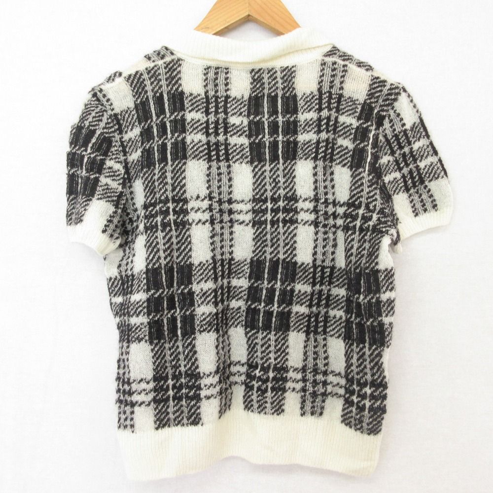 美品 Christian Dior クリスチャンディオール チェック柄 モヘヤニット ポロシャツ セーター 244S33AM140 サイズ46 ホワイト ブラック レディース 古着 中古 USED 美品 Christian Dior クリスチャンディオール チェック柄 モヘヤニット ポロシャツ セーター 244S33AM140 サイズ46 ホワイト ブラック レディース 古着 中古 USED