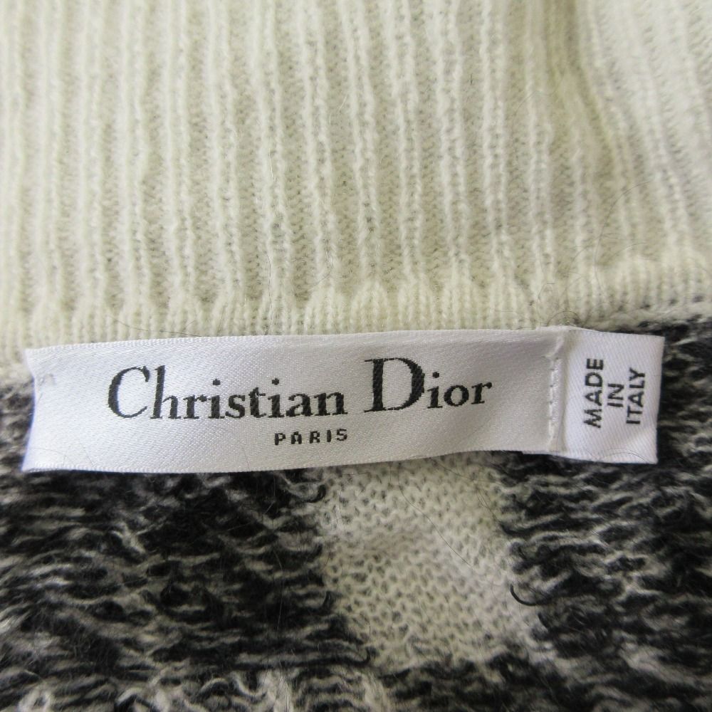 美品 Christian Dior クリスチャンディオール チェック柄 モヘヤニット ポロシャツ セーター 244S33AM140 サイズ46 ホワイト ブラック レディース 古着 中古 USED 美品 Christian Dior クリスチャンディオール チェック柄 モヘヤニット ポロシャツ セーター 244S33AM140 サイズ46 ホワイト ブラック レディース 古着 中古 USED