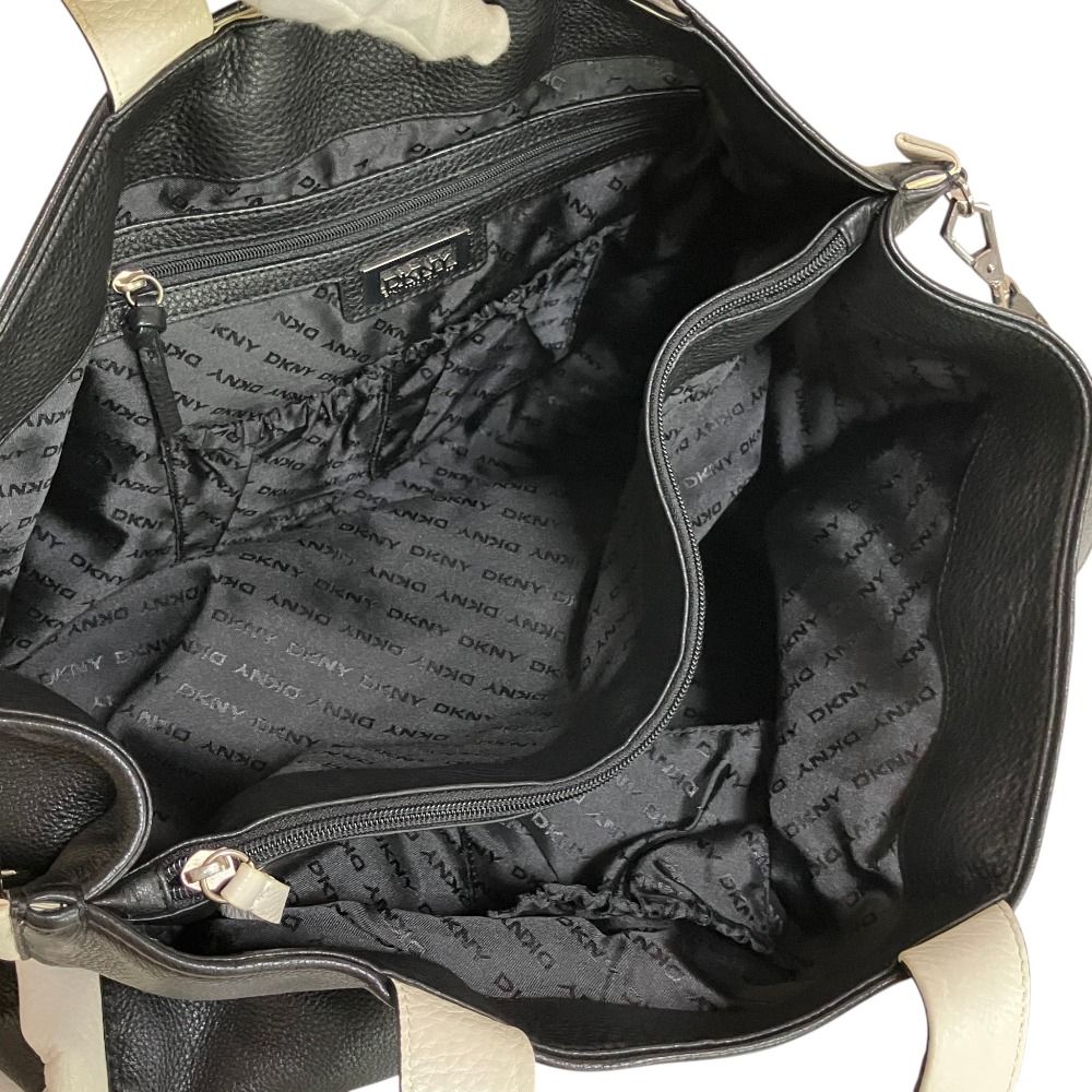 良品 DKNY ダナキャラン レザー バイカラー 2WAY ショルダーバッグ