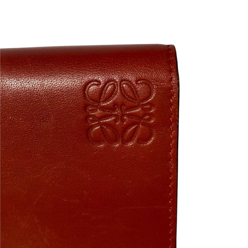 良品 LOEWE ロエベ アナグラム刻印 二つ折り 財布 レザーロング
