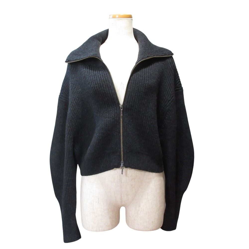 美品 24AW NOBLE ノーブル 片畦ショートZipカーディガン ニット ブルゾン 24080240802040 グレー レディース 古着 中古 USED