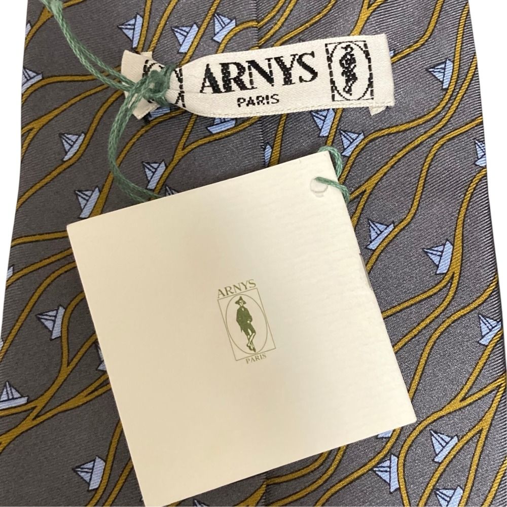 美品 ARNYS アルニス かたつむり エスカルゴ柄 シルク ネクタイ グレー