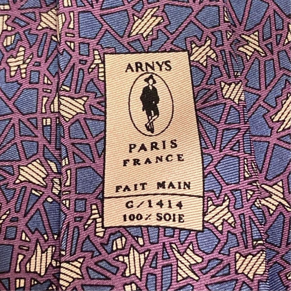 美品 ARNYS アルニス クモの巣 スパイダーネット 総柄 シルク ネクタイ