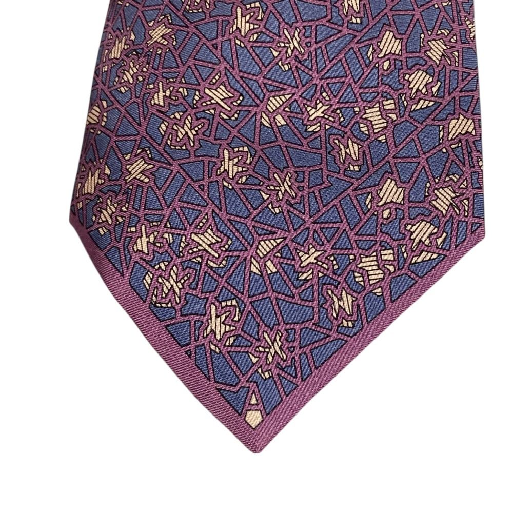 美品 ARNYS アルニス クモの巣 スパイダーネット 総柄 シルク ネクタイ
