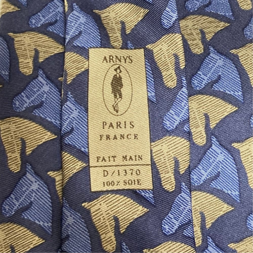 美品 ARNYS アルニス 馬 ホース柄 シルク ネクタイ ブルー系 メンズ