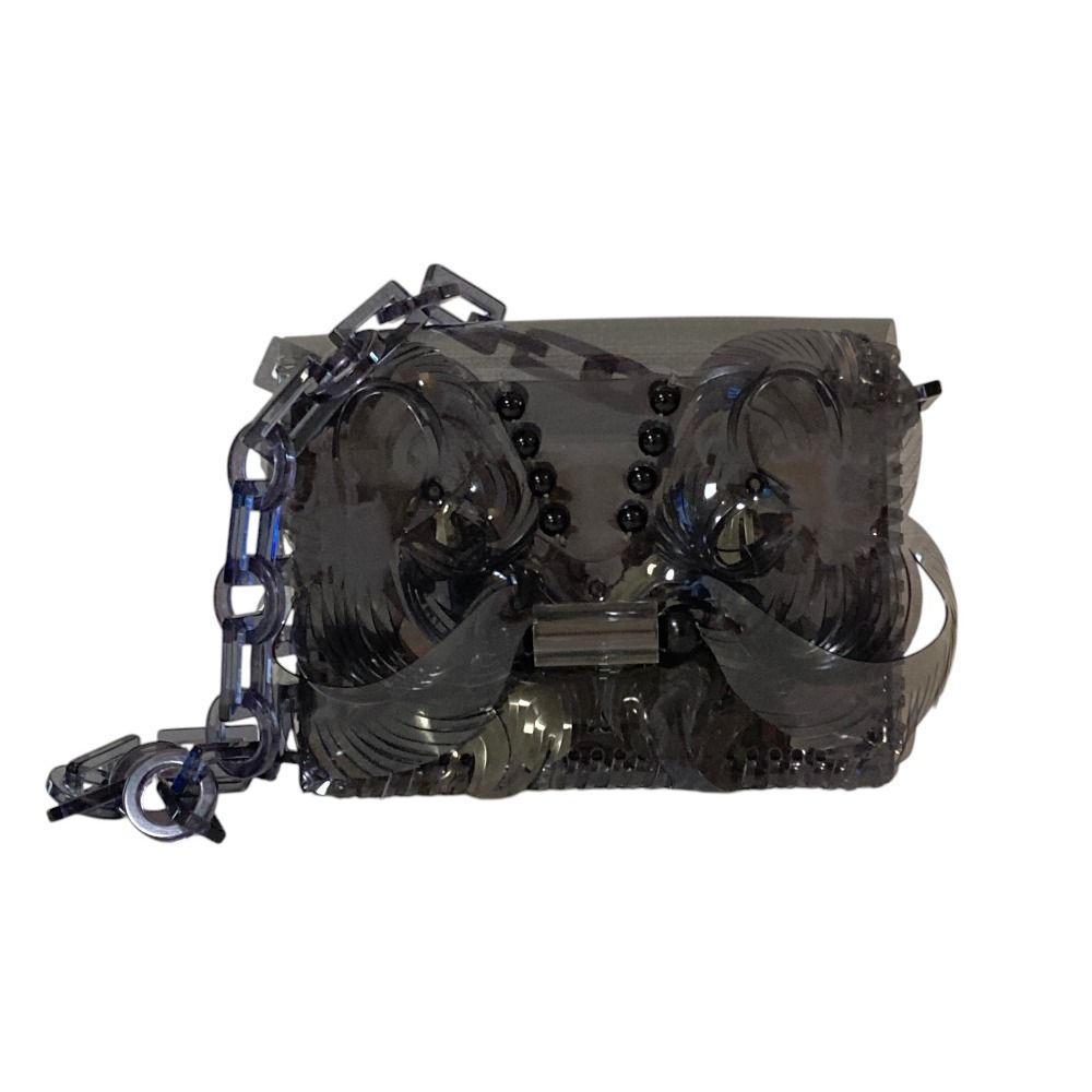 美品 Mame Kurogouchi マメクロゴウチ Transparent Sculptural Mini Chain Bag クリアショルダーバッグ ブラック レディース 古着 中古 USED