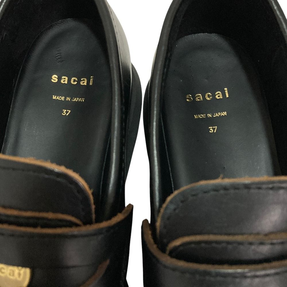 良品 sacai サカイ プラットフォーム レザー ローファー サイズ37 23.5