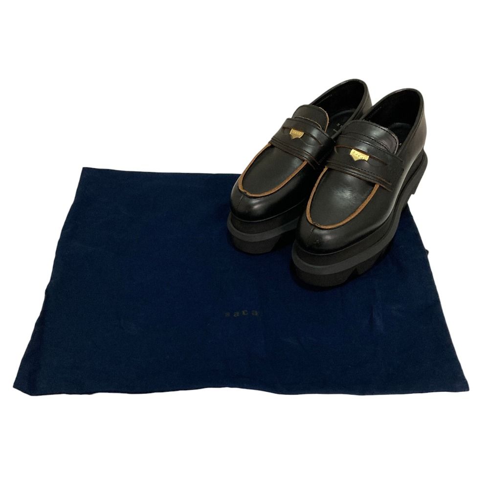 良品 sacai サカイ プラットフォーム レザー ローファー サイズ37 23.5