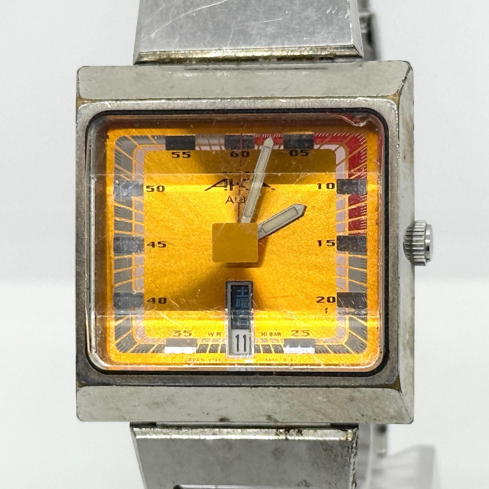 SEIKO セイコー ALBA アルバ AKA V733-5A40 オレンジ QZ メンズ 