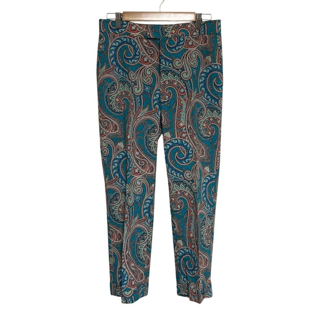 美品 ETRO エトロ ペイズリー柄 スラックスパンツ サイズ42 ターコイズ
