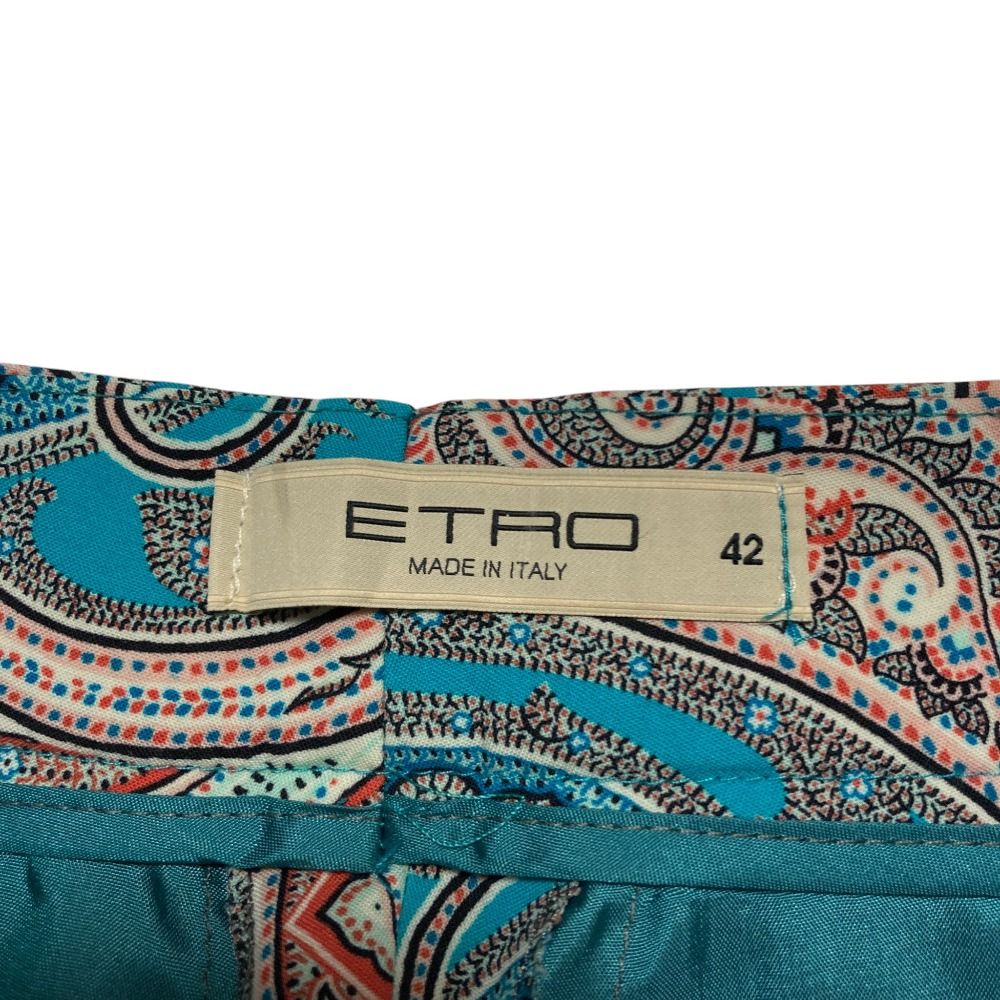 美品 ETRO エトロ ペイズリー柄 スラックスパンツ サイズ42 ターコイズ