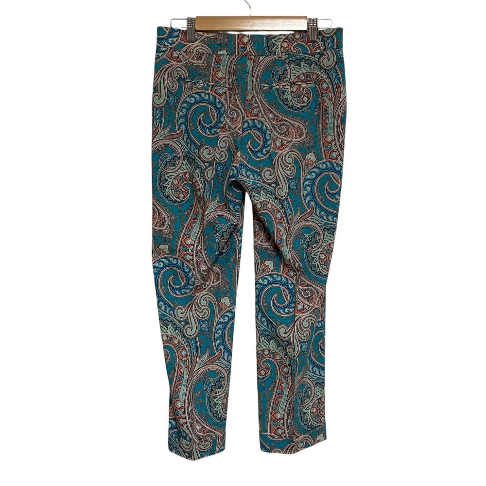 美品 ETRO エトロ ペイズリー ストレッチ マルチカラー パンツ 総柄 美品 ETRO エトロ ペイズリー柄 スラックスパンツ サイズ42 ターコイズ