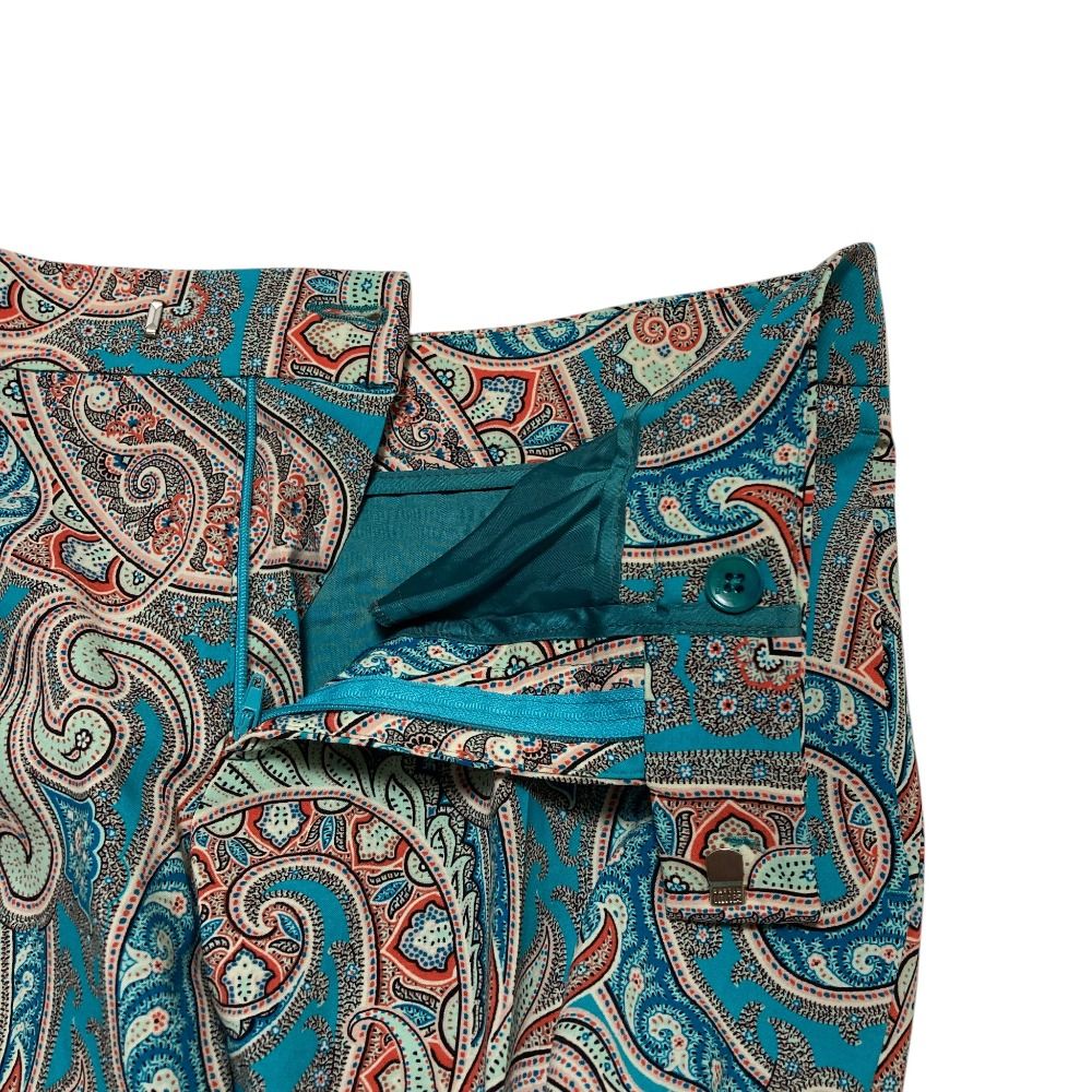 美品 ETRO エトロ ペイズリー柄 スラックスパンツ サイズ42 ターコイズ