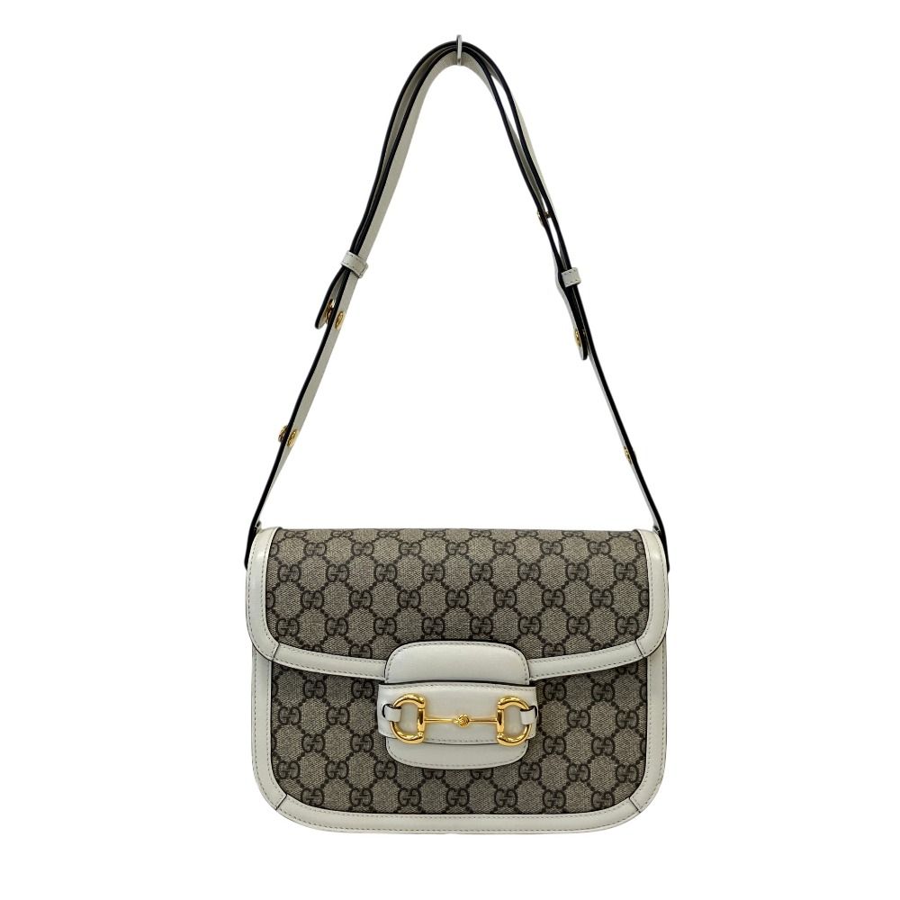 良品 GUCCI グッチ ホースビット 1955 GG ショルダーバッグ 602204 ベージュ レディース 古着 中古 USED
