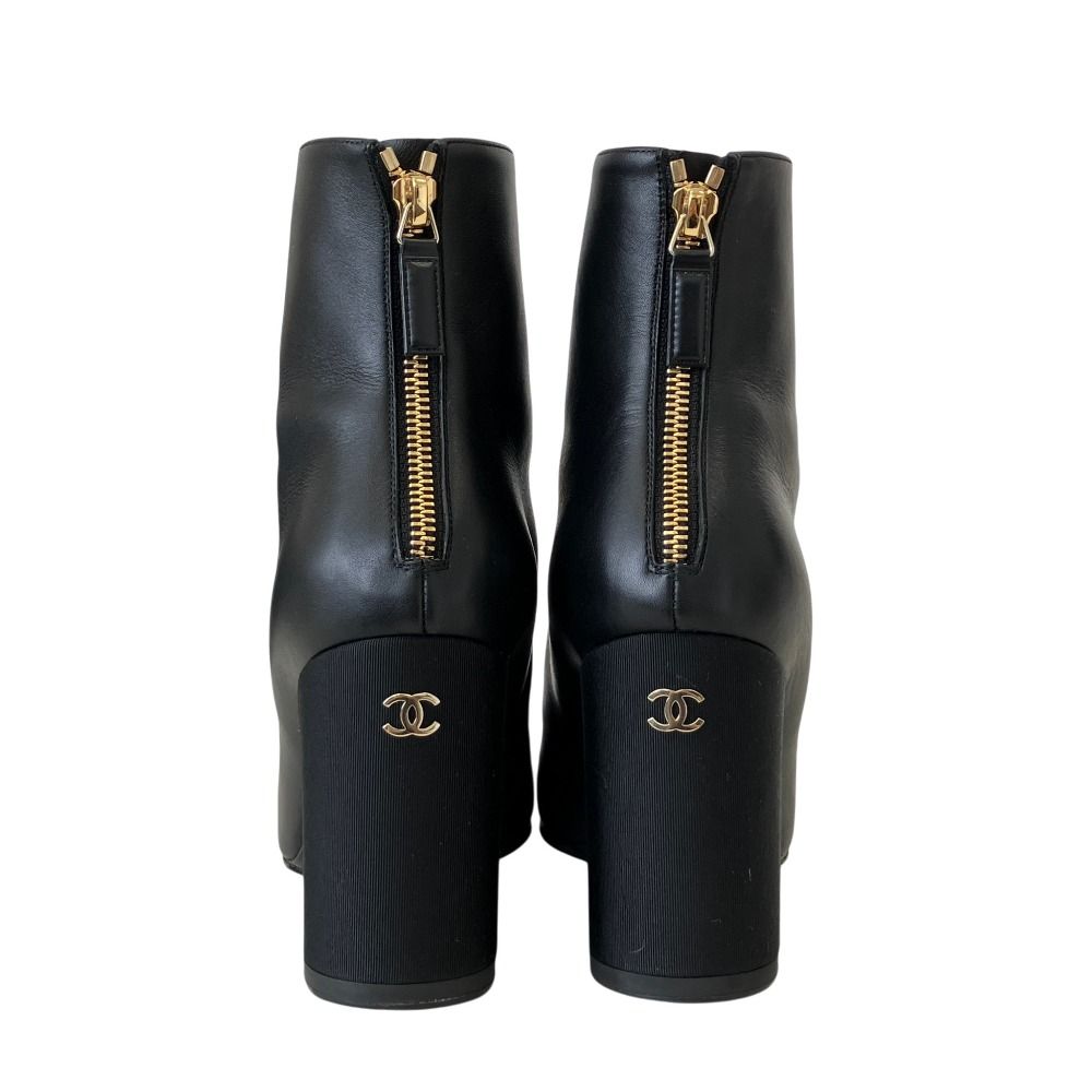 美品 CHANEL シャネル ココマーク レザー アンクルブーツ G39529