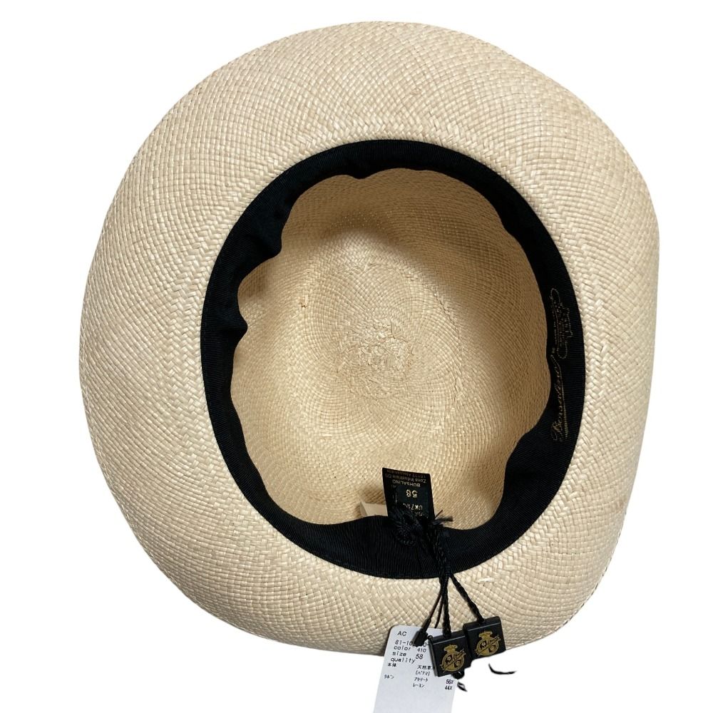 未使用 Borsalino ボルサリーノ パナマハット 58 ベージュ レディース