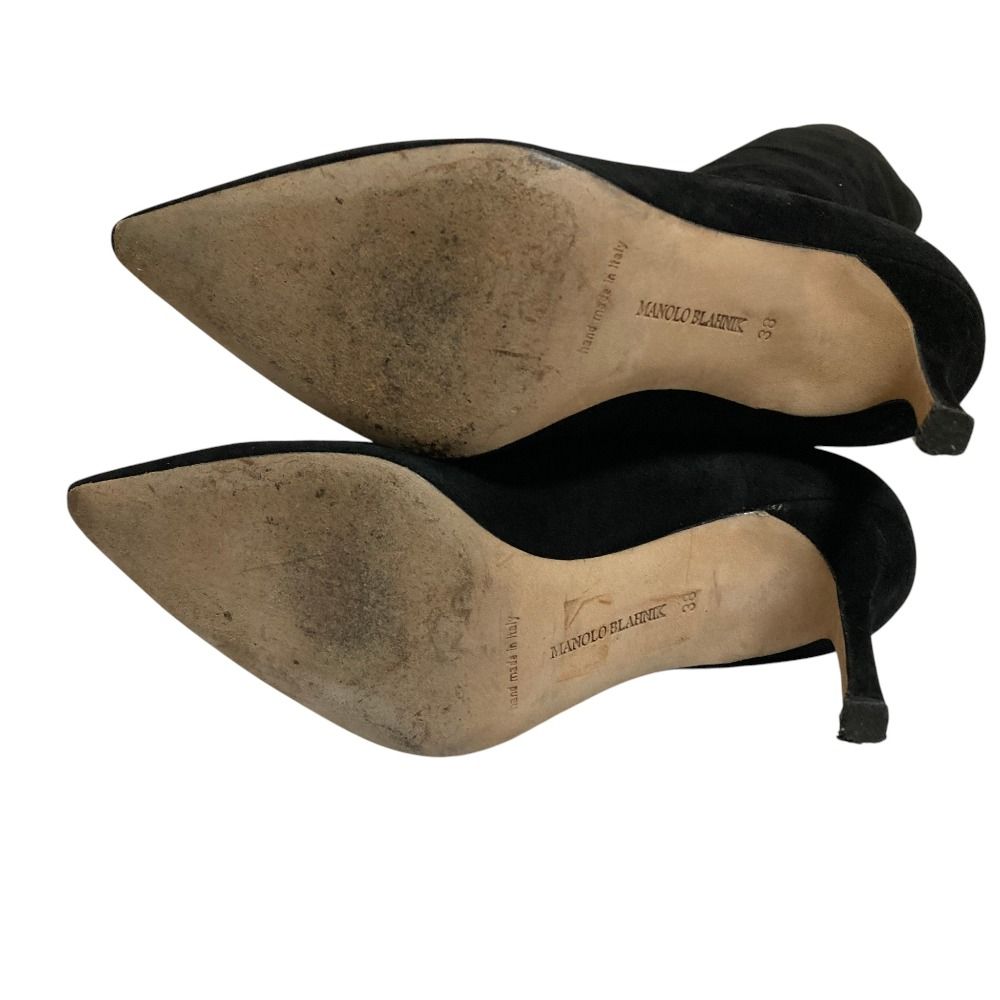 良品 MANOLO BLAHNIK マノロブラニク スエードレザー ロングブーツ