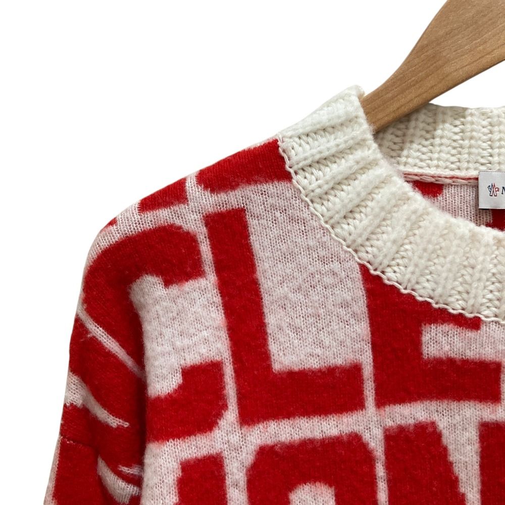 美品 23AW MONCLER モンクレール GIROCOLLO 総柄 ウールニットセーター