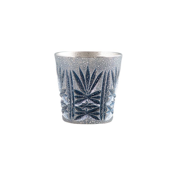 新品 薩摩錫器 錫 切子グラス 120ml イブシ加工 桐箱入り 岩切美巧堂【錫器 錫 タンブラー コップ 酒器 食器 鹿児島県 伝統工芸品 日本製】 藍