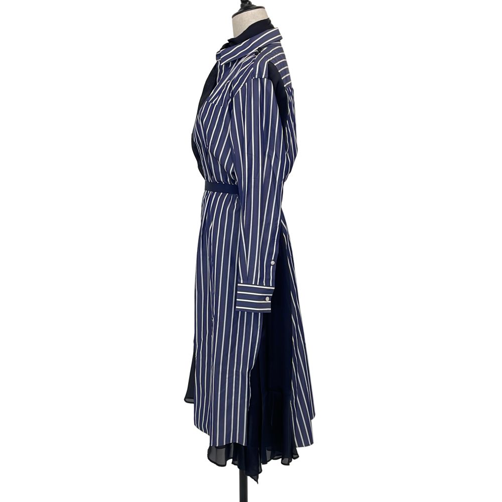 【希少 】新品未使用 sacai ネイビー&ホワイト バンダナ2点セット 美品 sacai サカイ コットンサテン2wayワンピース 20-05317 サイズ2