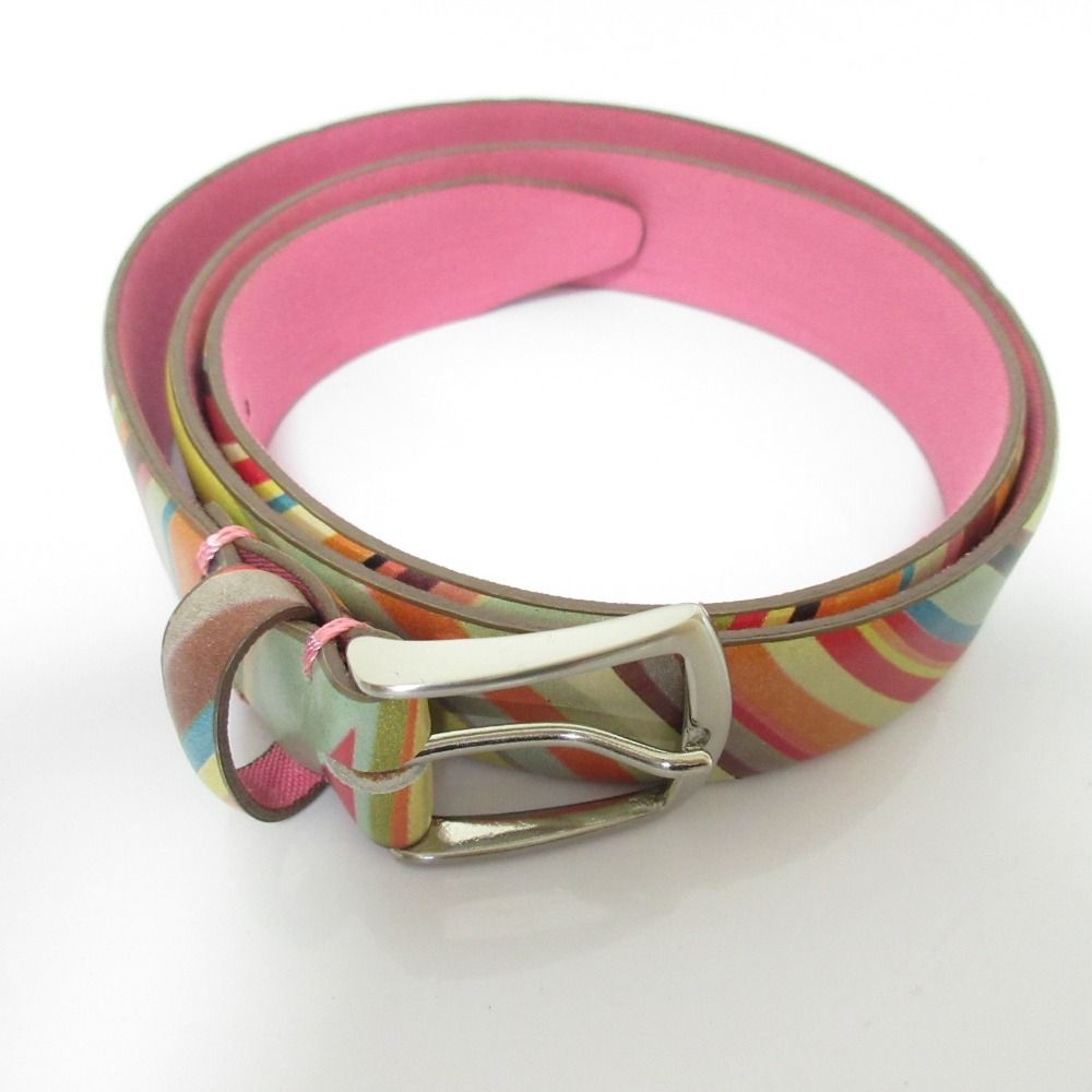 良品 Paul Smith ポールスミス マルチストライプ レザーベルト マルチ