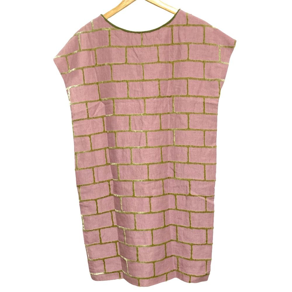 mina perhonen brickワンピース 38 ピンク 美品 mina perhonen ミナペルホネン brick フレンチスリーブ